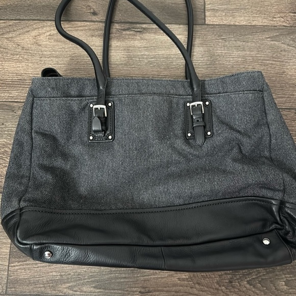 TUMI Womens Shoulder Bag Wool Blend Gray Purse - Picture 6 of 12